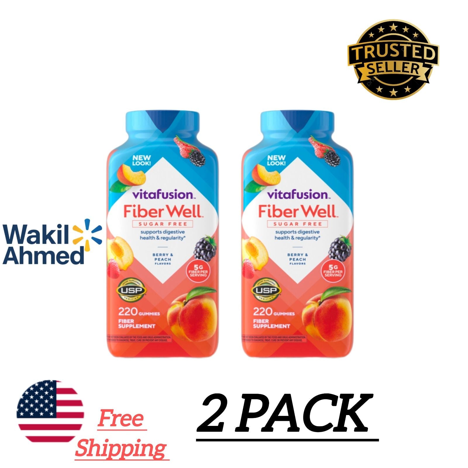 2 pack vitafusion fiber well sugar free gummies 220 ct - Wakil Ahmed