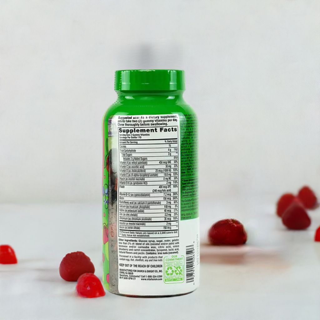 Key vitamins in Vitafusion Women's Multivitamin Gummies: D, B6, B12, Zinc